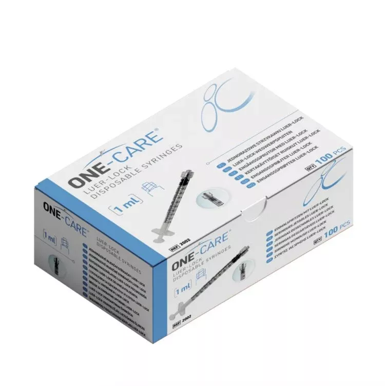 1 mL Syringe, Luer Lock, 3-part, Medivena 2002, 100/Box