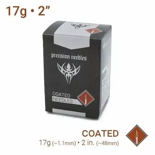 17g Sterilized 2" Coated Piercing Needles Precision Coated Piercing Needles box of 100