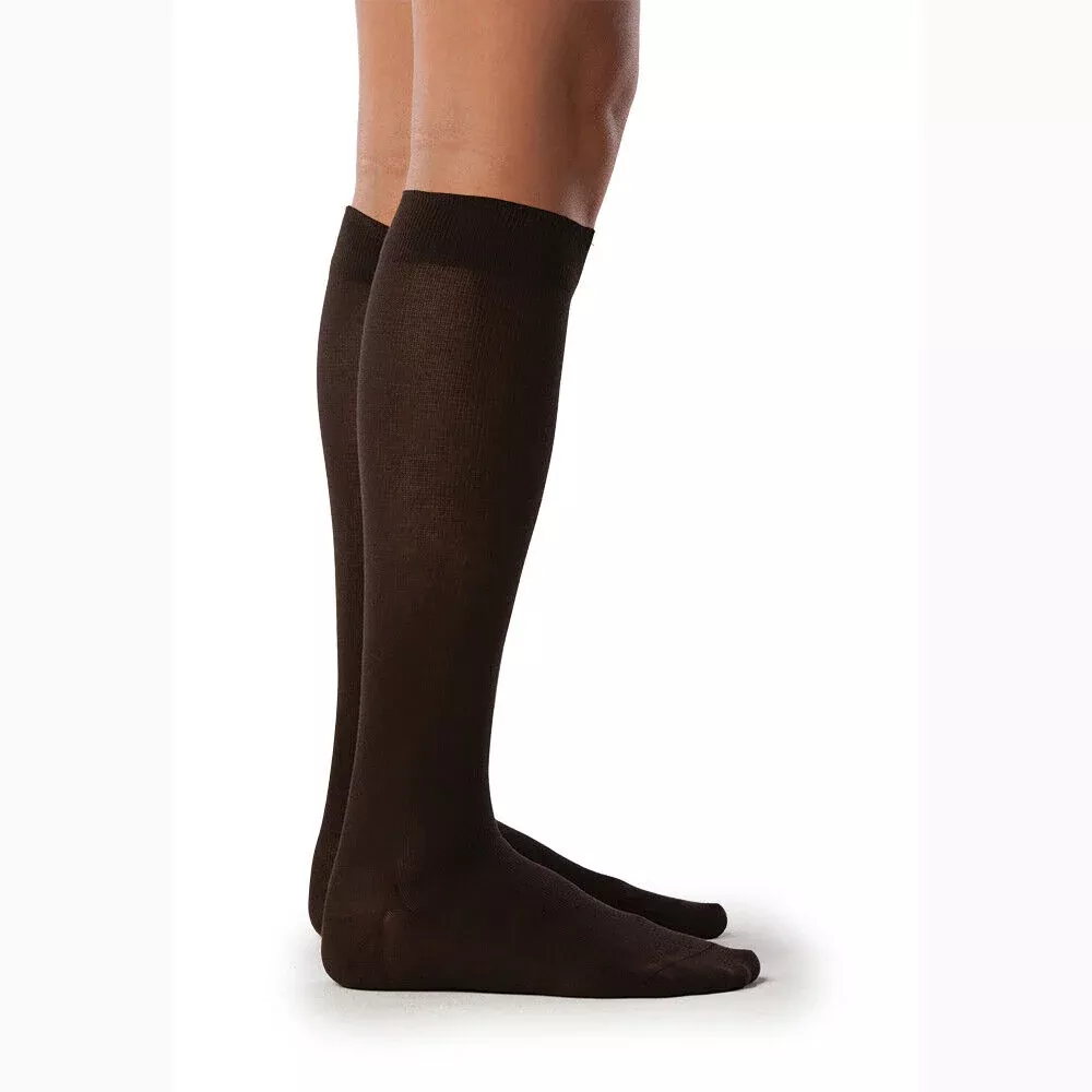 222C Style Sea Island Cotton Calf, 20-30mmHg, Women's, Large, Long, Black