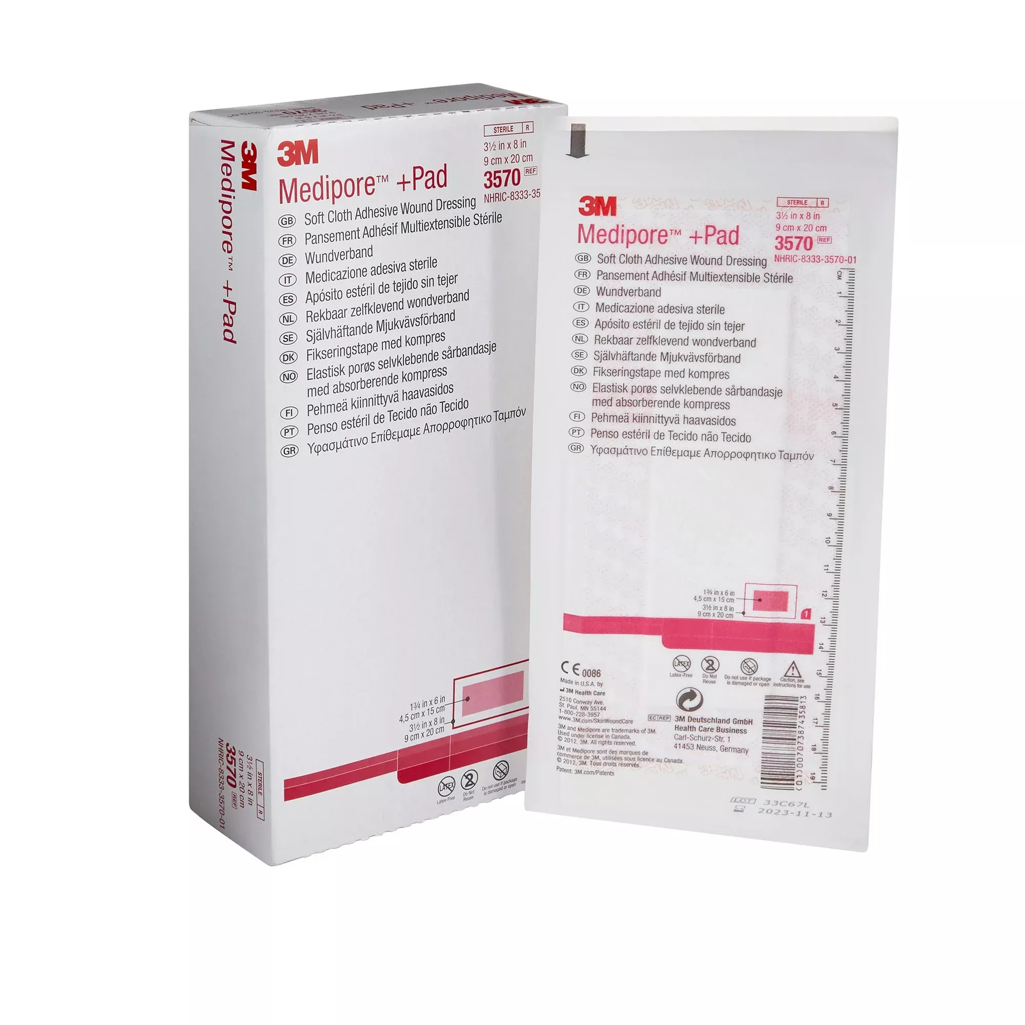 3M™ Medipore™ + Pad Soft Cloth Adhesive Dressing, 3½ x 8 Inch