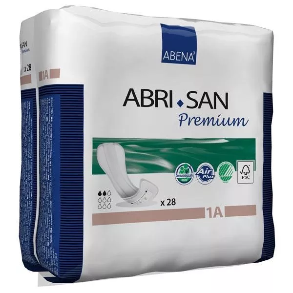 Abena Abri-San Premium Incontinence Pad, Size 1A, 200mL Absorbency, 4" x 11" L