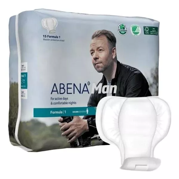 Abena Bladder Control Pad, for Male, Formula 1, 450mL Absorbency, 23cm x 29cm