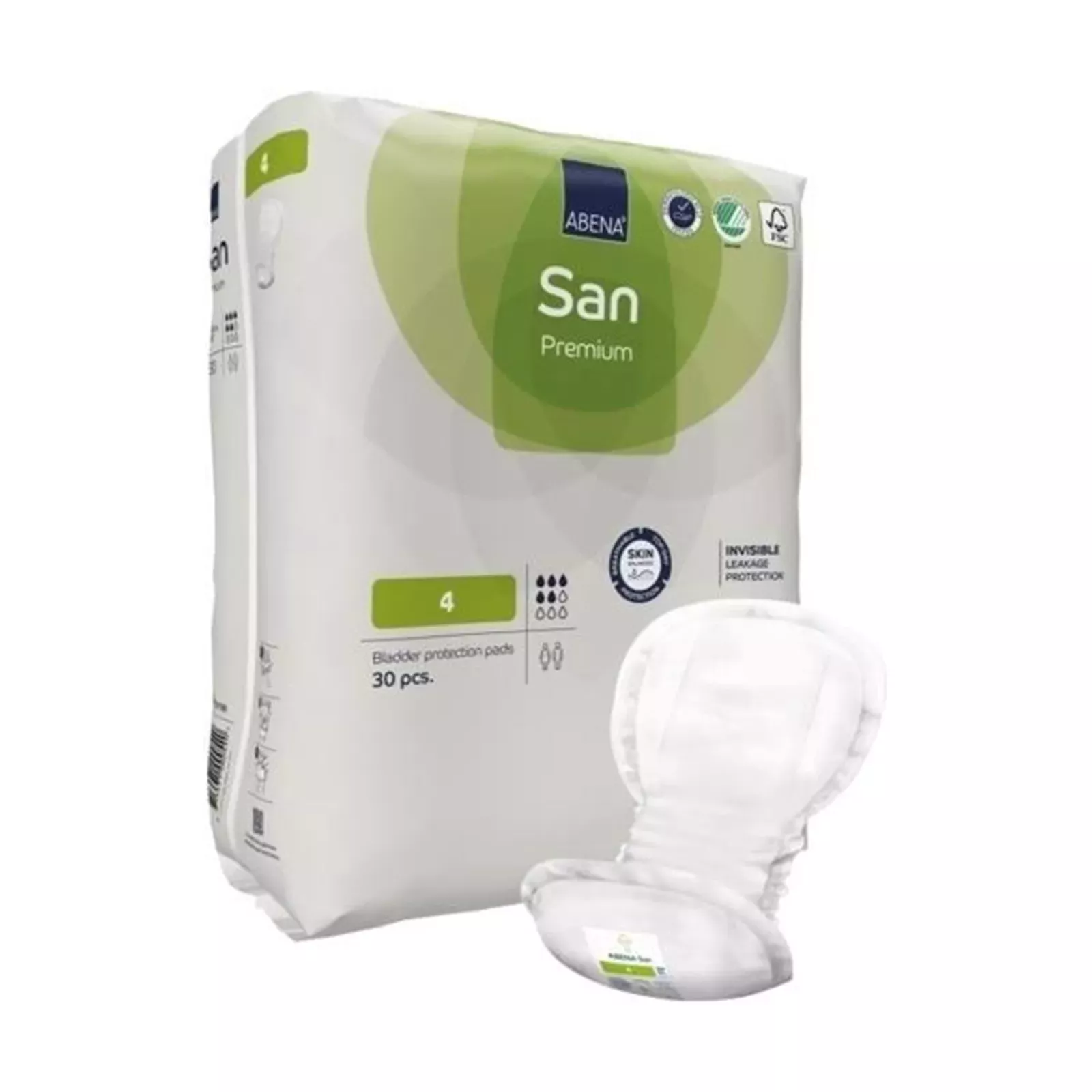 Abena San 4, Premium Incontinence Bladder Control Pad, 17" x 8"