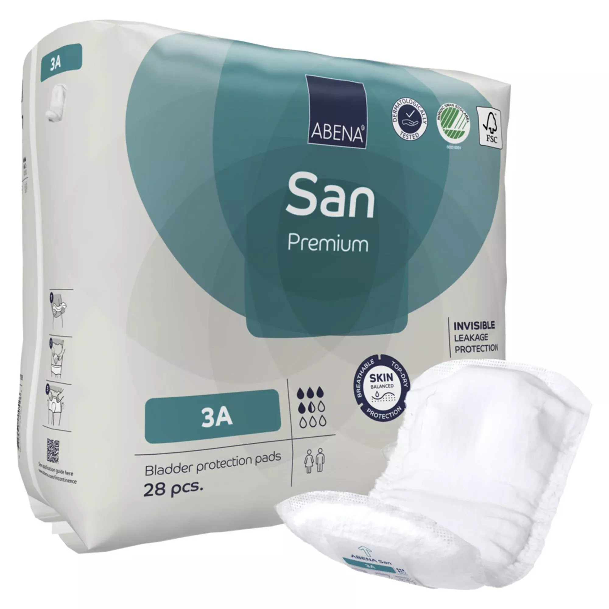 Abena San Premium Adult Incontinence Bladder Control Pad, 4" x 13"