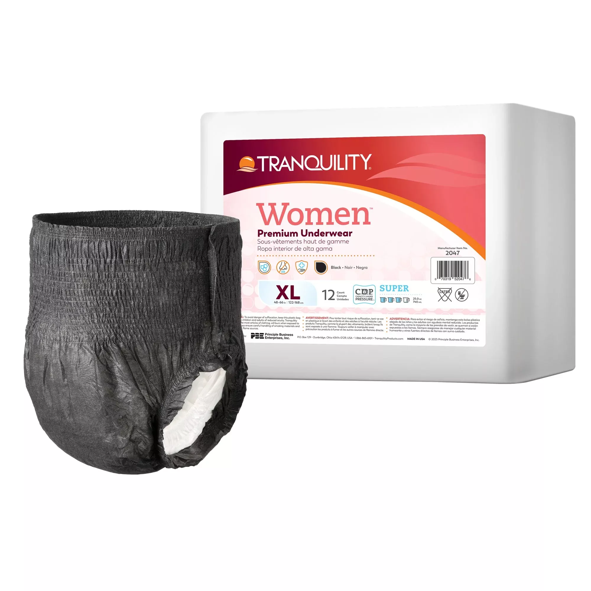 Absorbent Underwear Tranquility Pull On with Tear Away Seams Adult X-Large Female Disposable Heavy Absorbency
