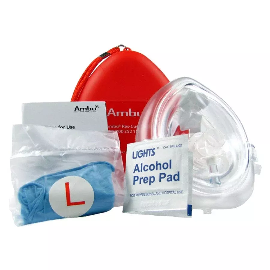 Acme AMBU EMT Grade CPR Mask Kit, with Two Nitrile Exam Gloves, Two Antiseptic Wipes