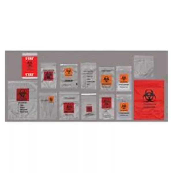 Action Health Bag Specimen Transport 6x10" CoEx Flm Wht/Blk/Rd 2Cmprt 1000/CA