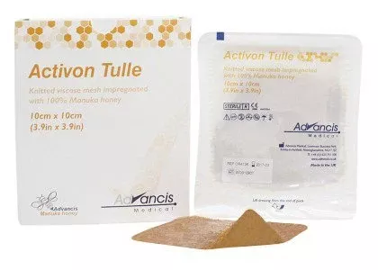 Activon Tulle Honey Wound Dressing, Sterile, Square, 2"x 2" or 4" x 4", 5/Box, ACT CR4136 CR4135