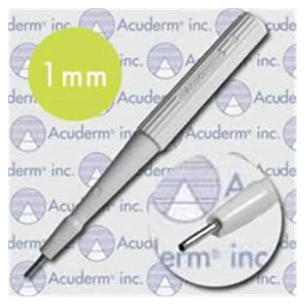 Acuderm Bpsy Pnch Drml Acu-Punch 1mm Rbd Hlw Hndl SS Bld Disp Strl 25/BX