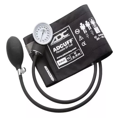 ADC Prosphyg 760 Series Aneroid Sphygmomanometer Unit, Nylon Cuff, Palm Aneroid, Black, Each, Child, Adult, Large Adult, Thigh