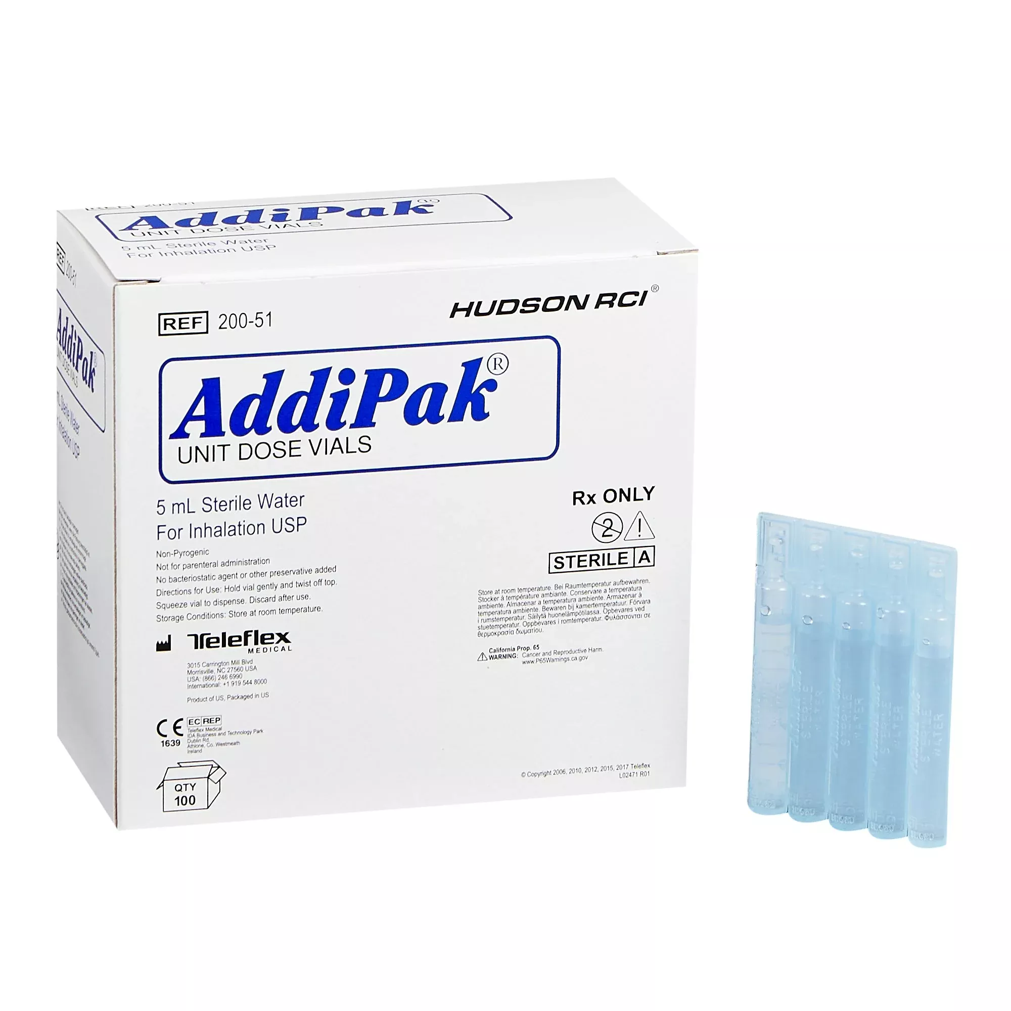 Addipak Unit Dose Sterile Water For Inhalation (Blue), 5mL