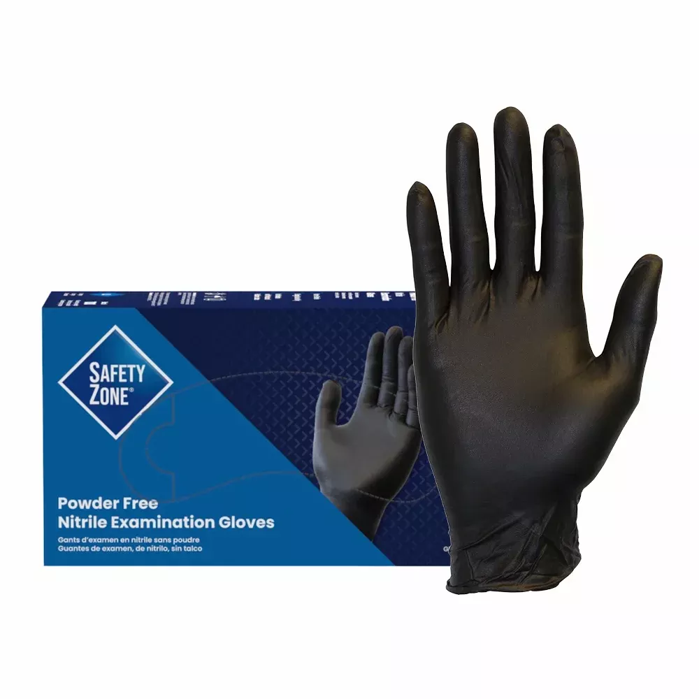 Adenna Safety Zone Black Nitrile Exam Gloves, 3.5 mil, S-XL - GNPR-BK