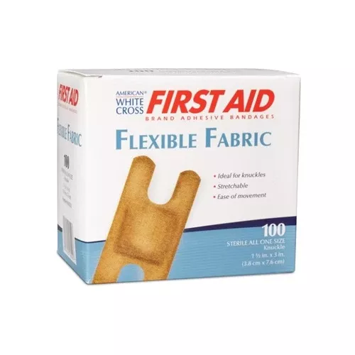 Adhesive Strip American White Cross Dukal 1602033, 1-1/2 X 3 Inch Fabric Knuckle Tan Sterile, 100/Box