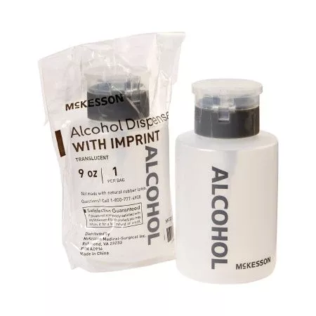 Alcohol Dispenser McKesson Push Down Dispensing, 9 Ounce, Translucent, Alcohol Imprint, Polyethylene, Locking Cap Alcohol - M-625081-759 - Each