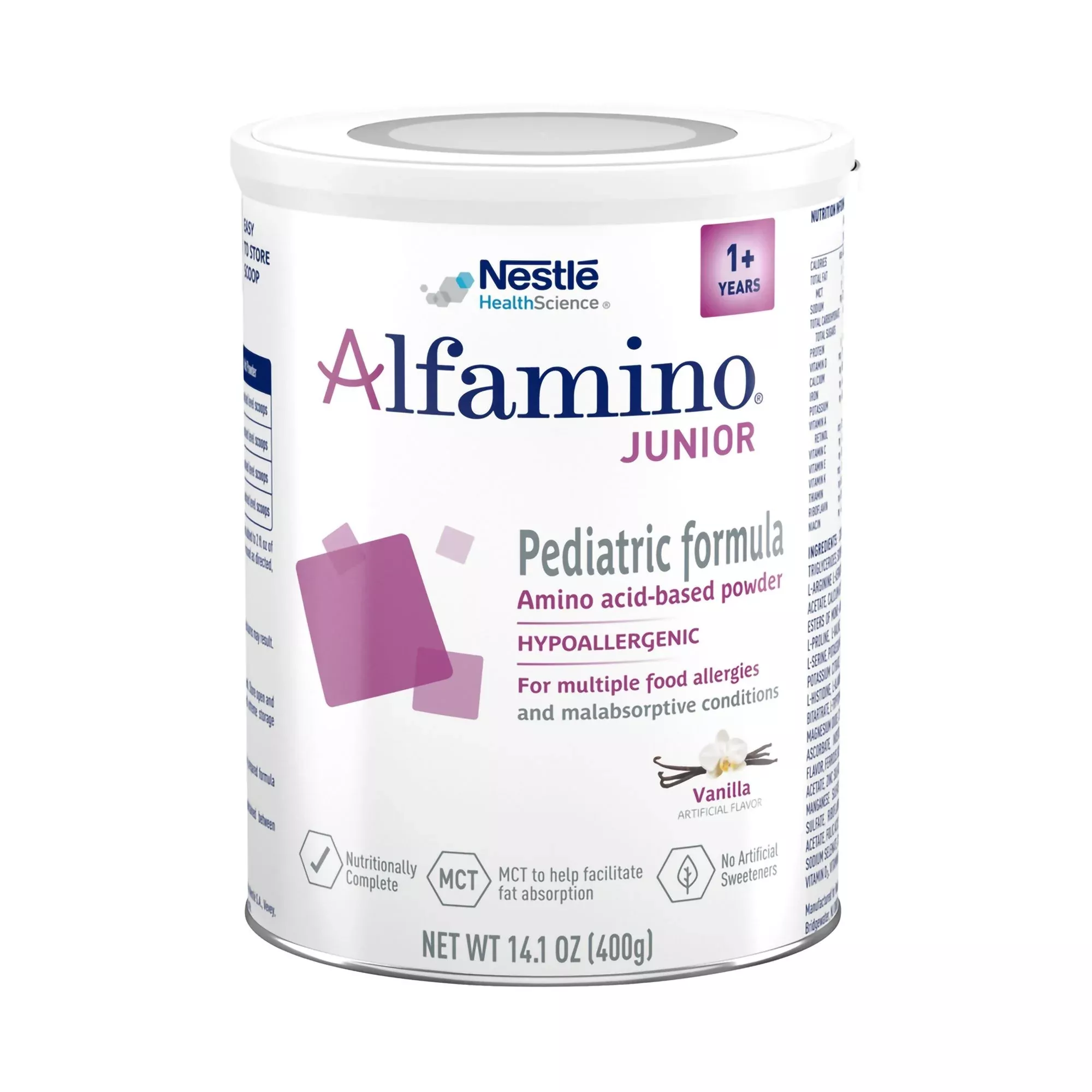 Alfamino Junior Amino Acid–Based Pediatric Formula, Vanilla, 14.1-ounce can