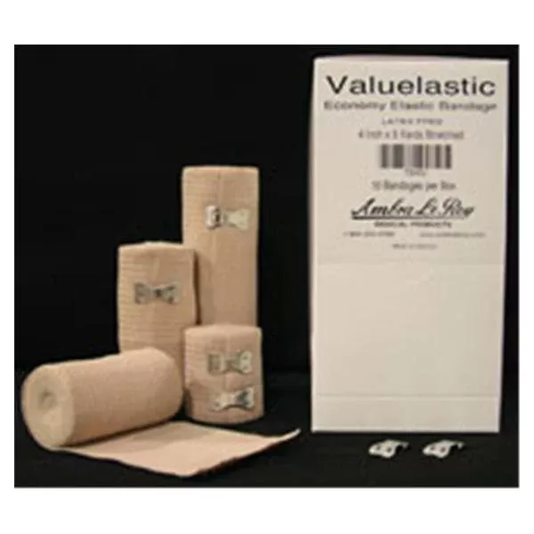 Ambra Leroy Medical Bandage Valuelastic 2"x5yd Wvn Ctn/Elstc Clp Clsr Tan LF 10/Bx