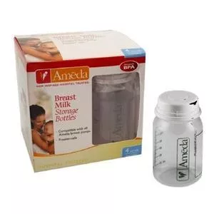 Ameda Breast Milk Storage Bottles without Nipples, 4 oz, 4-Pack
