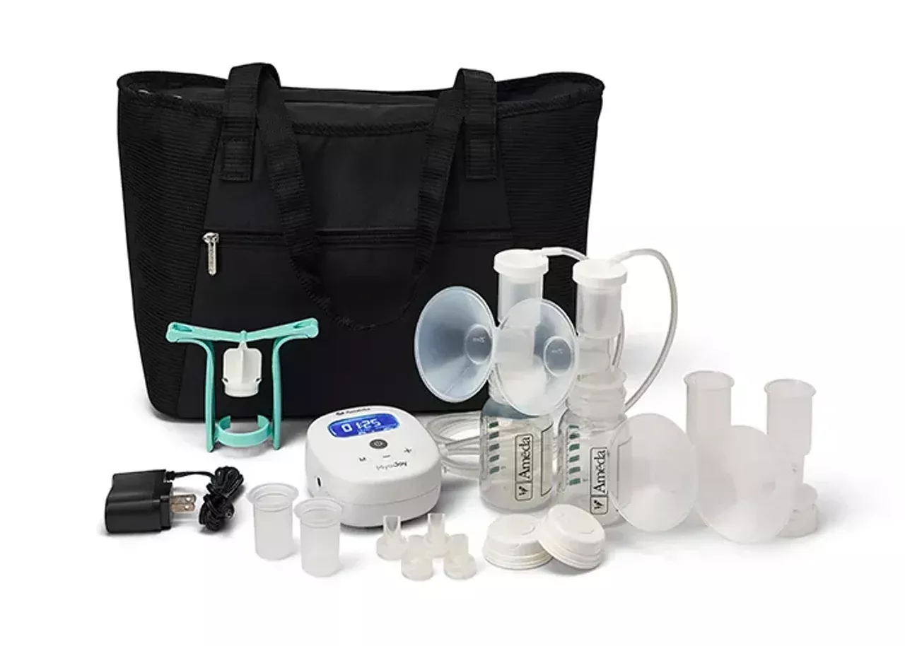 Ameda Mya Joy Double Electric Breast Pump, with Large Tote and Accessories, 3.6'' x 4.3'' x 2.16''
