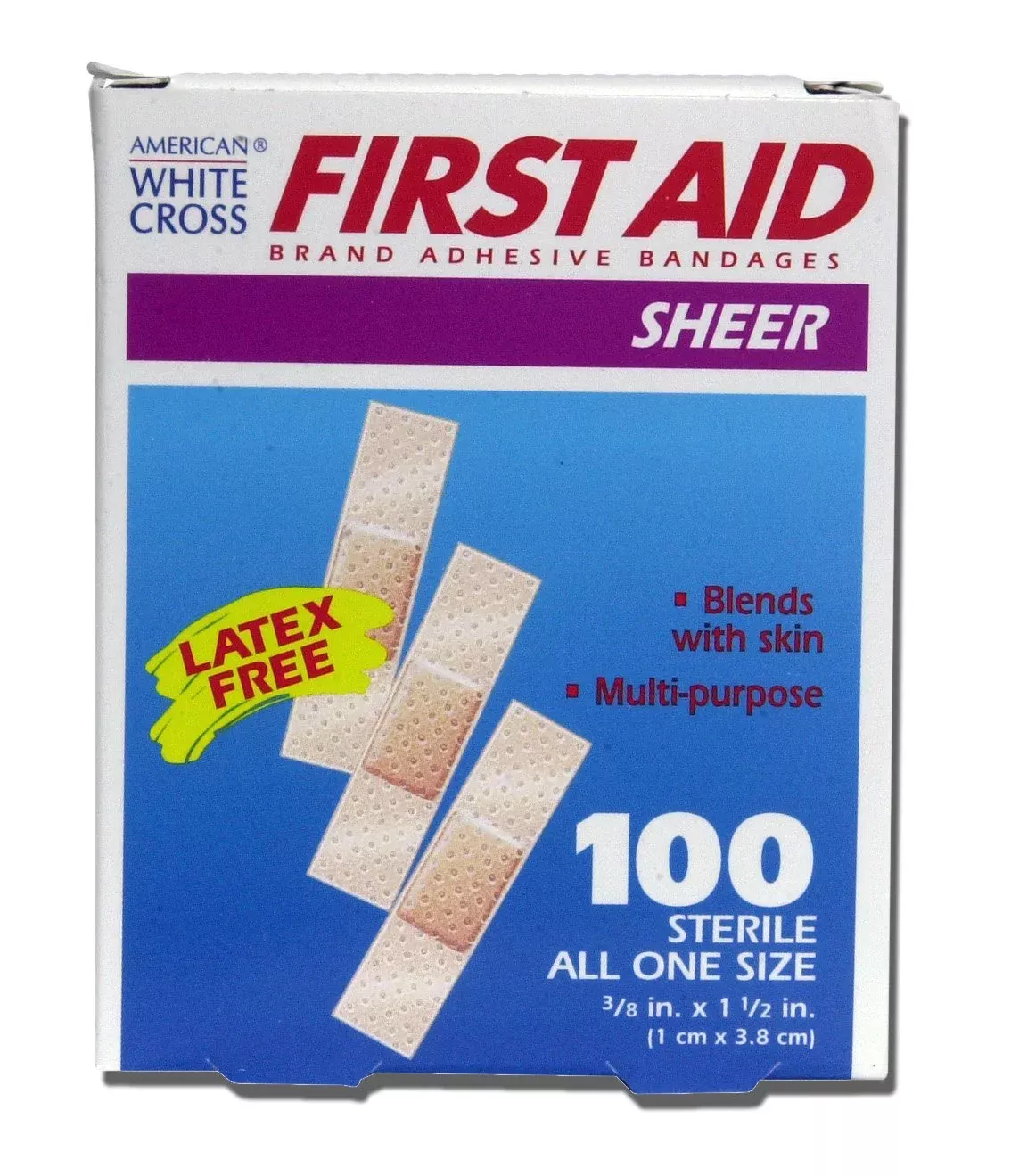 American White Cross First Aid Adhesive Strip, 3/8 x 1½ Inch