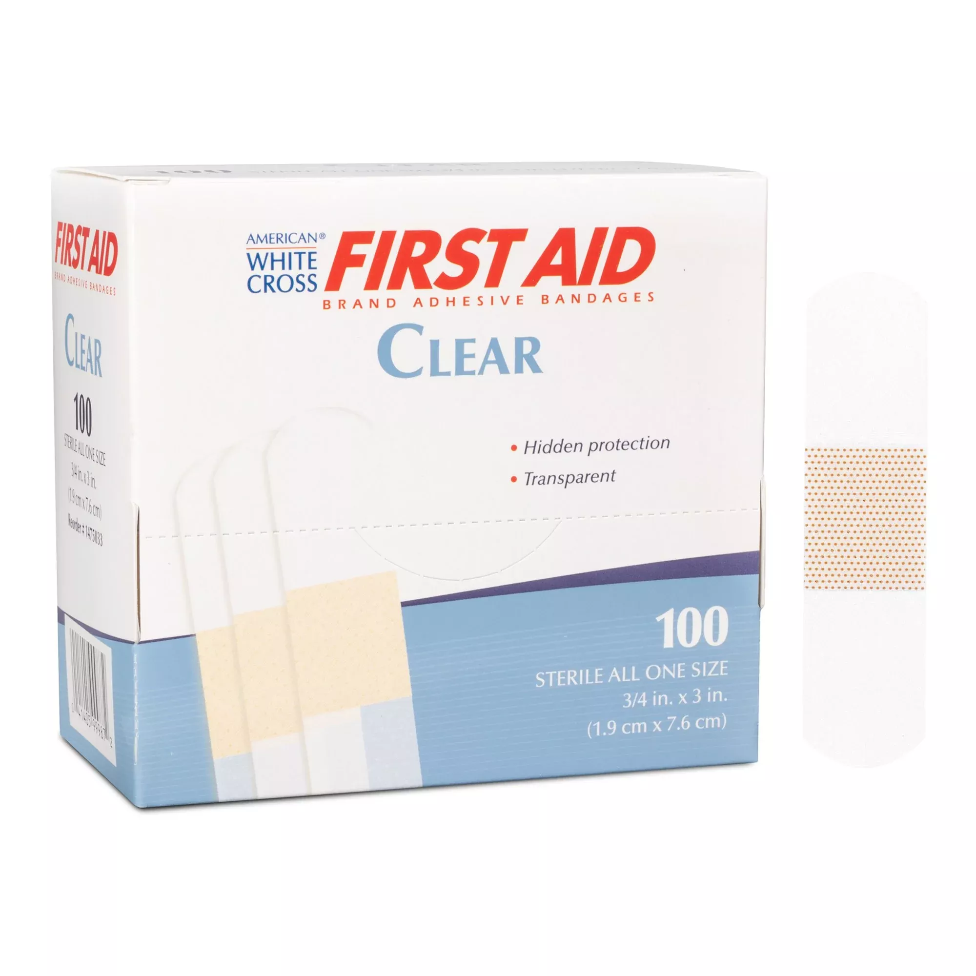 American White Cross First Aid Clear Adhesive Strip, 4 x 3 Inch