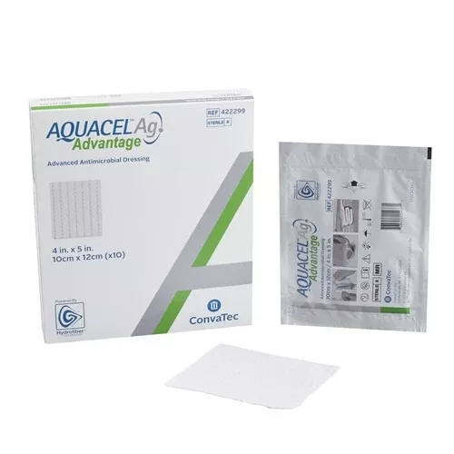 Aquacel Ag Advantage Silver Hydrofiber Dressing, 4 x 5 Inch, 10/Box | Convatec 422299