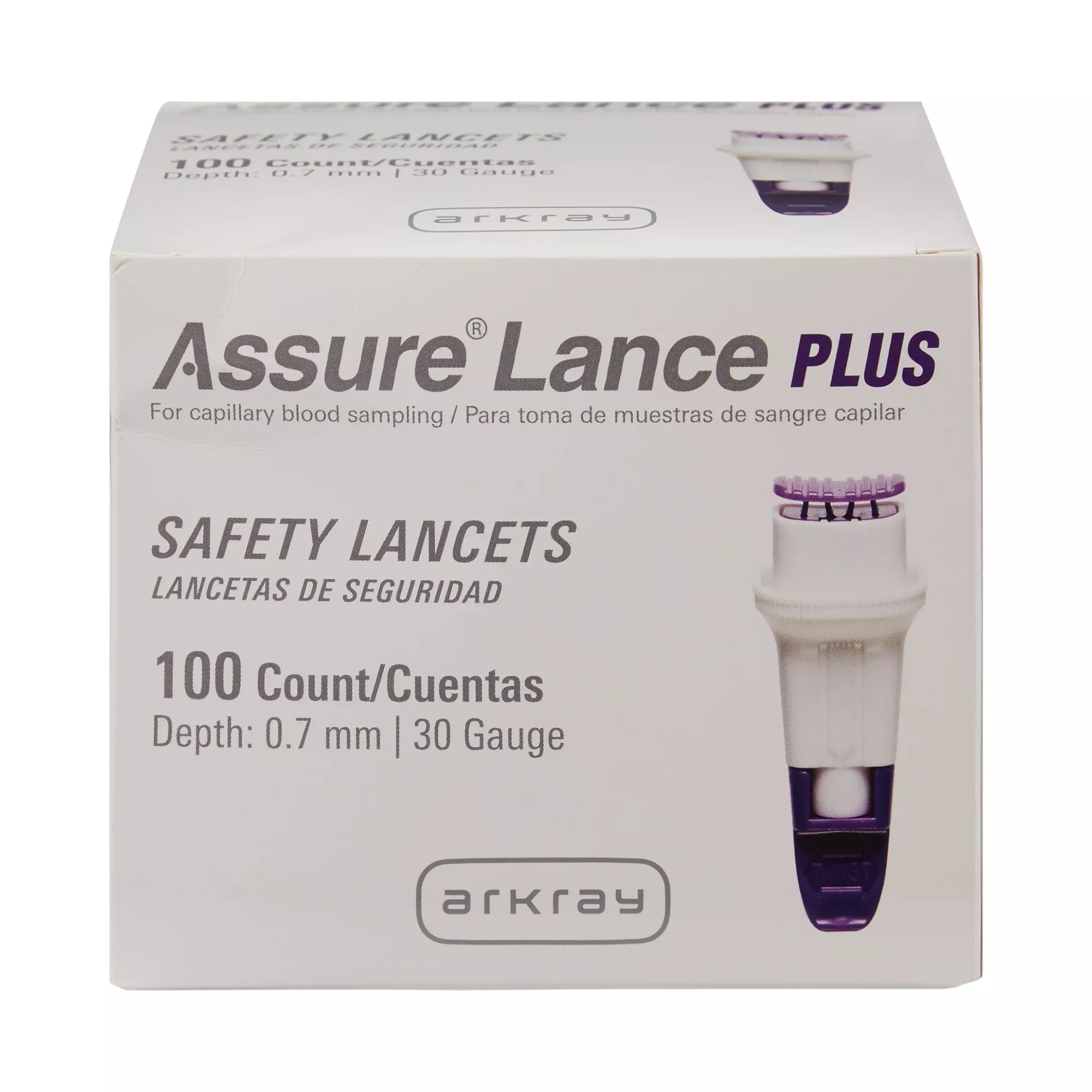 Assure Lance Plus, 30G Safety Lancets, 0.7mm, Purple