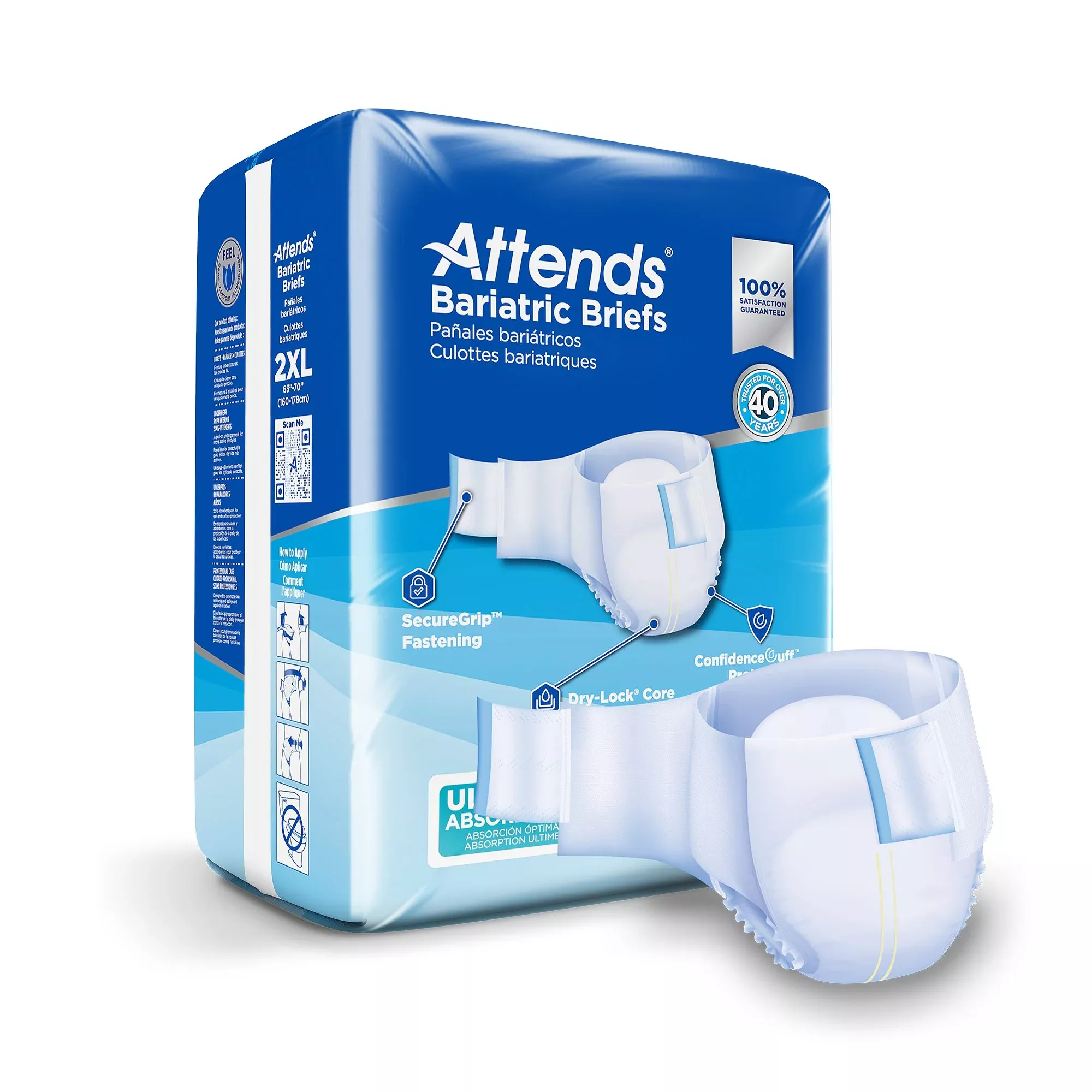 Attends Bariatric Briefs, 2X-Large