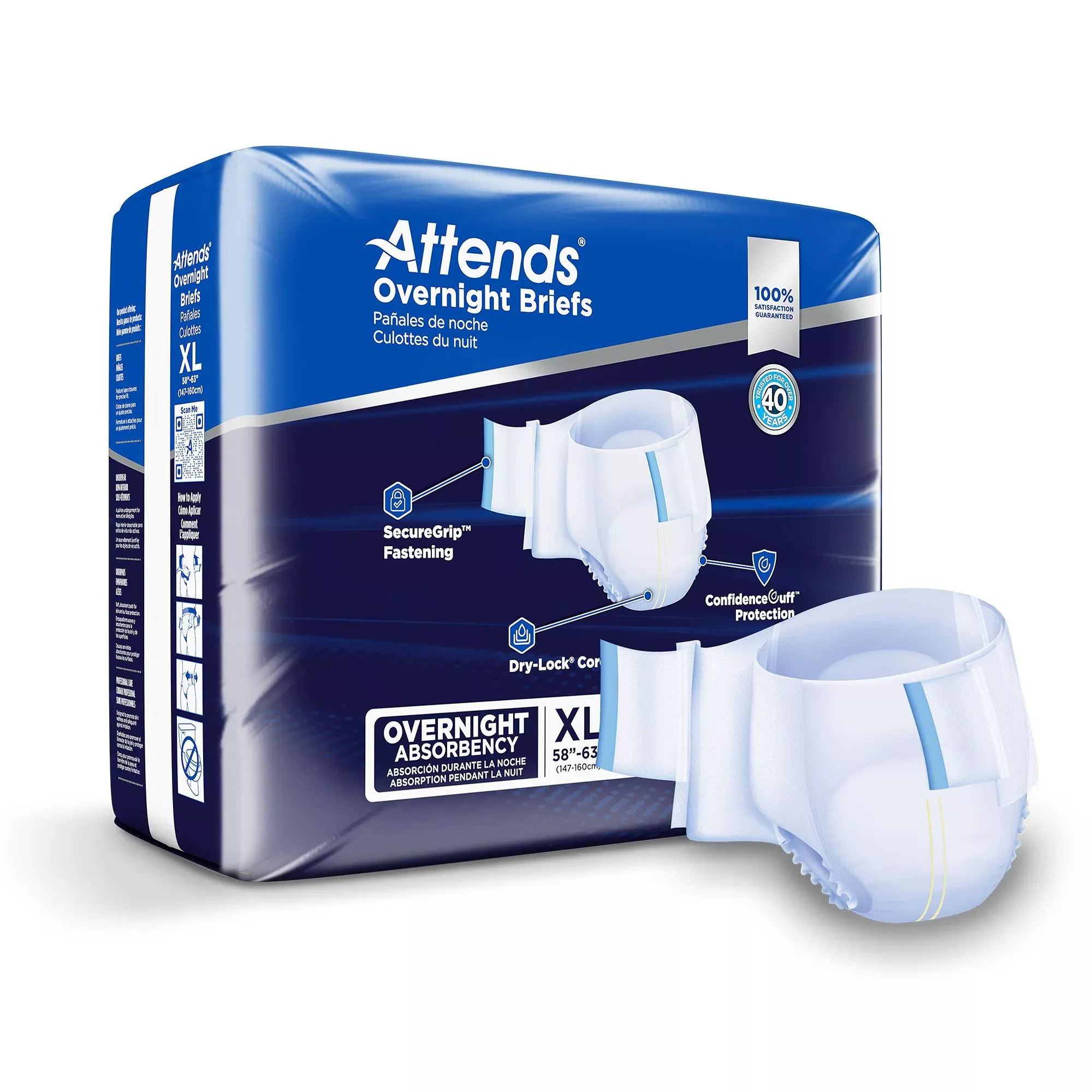 Attends Briefs with Overnight Protection, X-Large