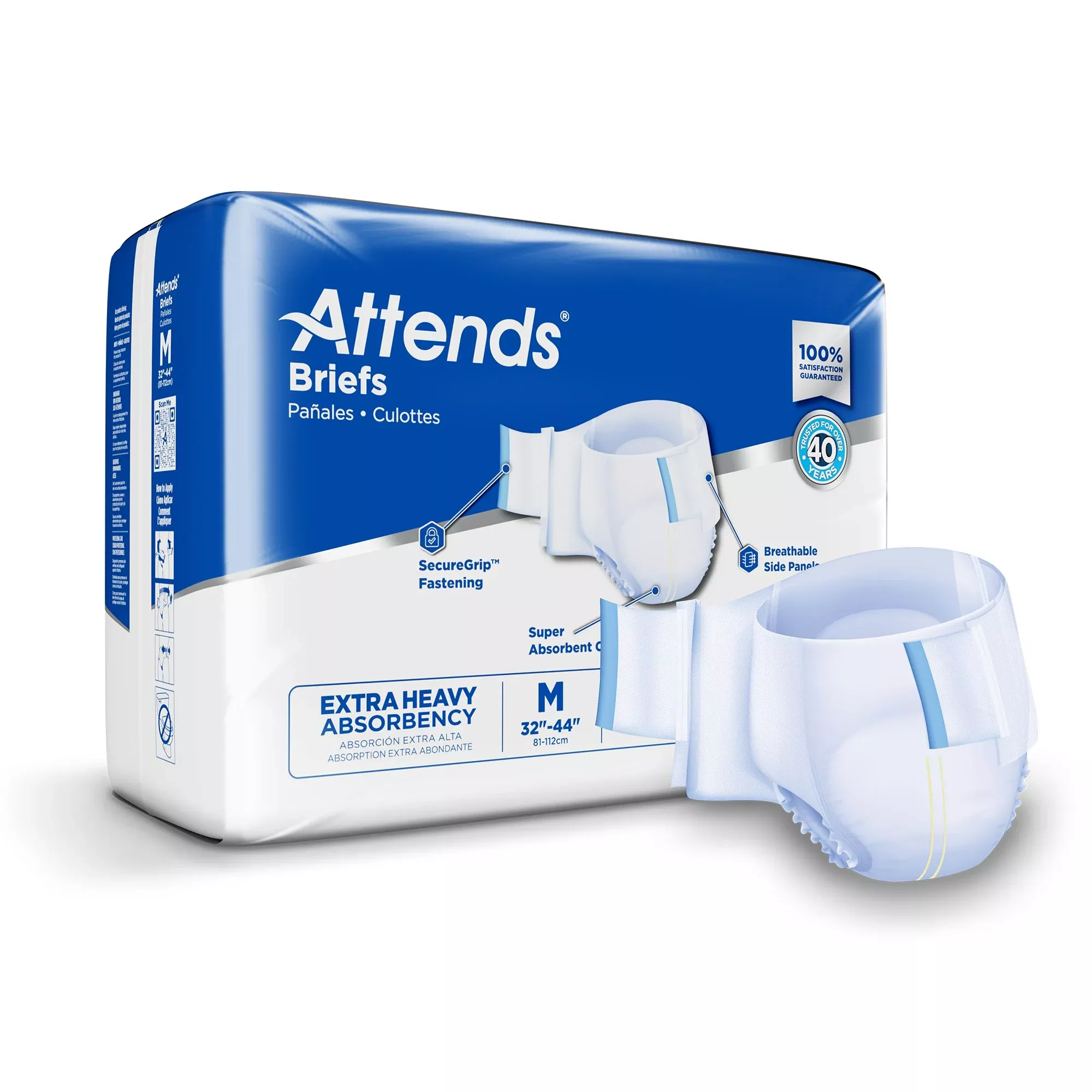 Attends Extra Heavy Absorbency Briefs, Medium