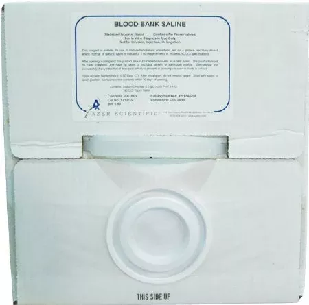Azer Scientific Immunohematology Reagent Saline Blood Bank 0.85% 20 Liter - M-731989-589 - Each
