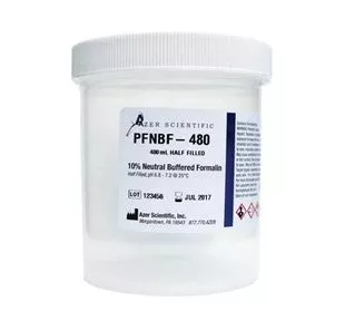 Azer Scientific Prefilled Formalin Container Polypropylene 240 mL Fill in 480 mL (16 oz.) Screw Cap Warning Label NonSterile - M-1018476-3026 - Case of 24