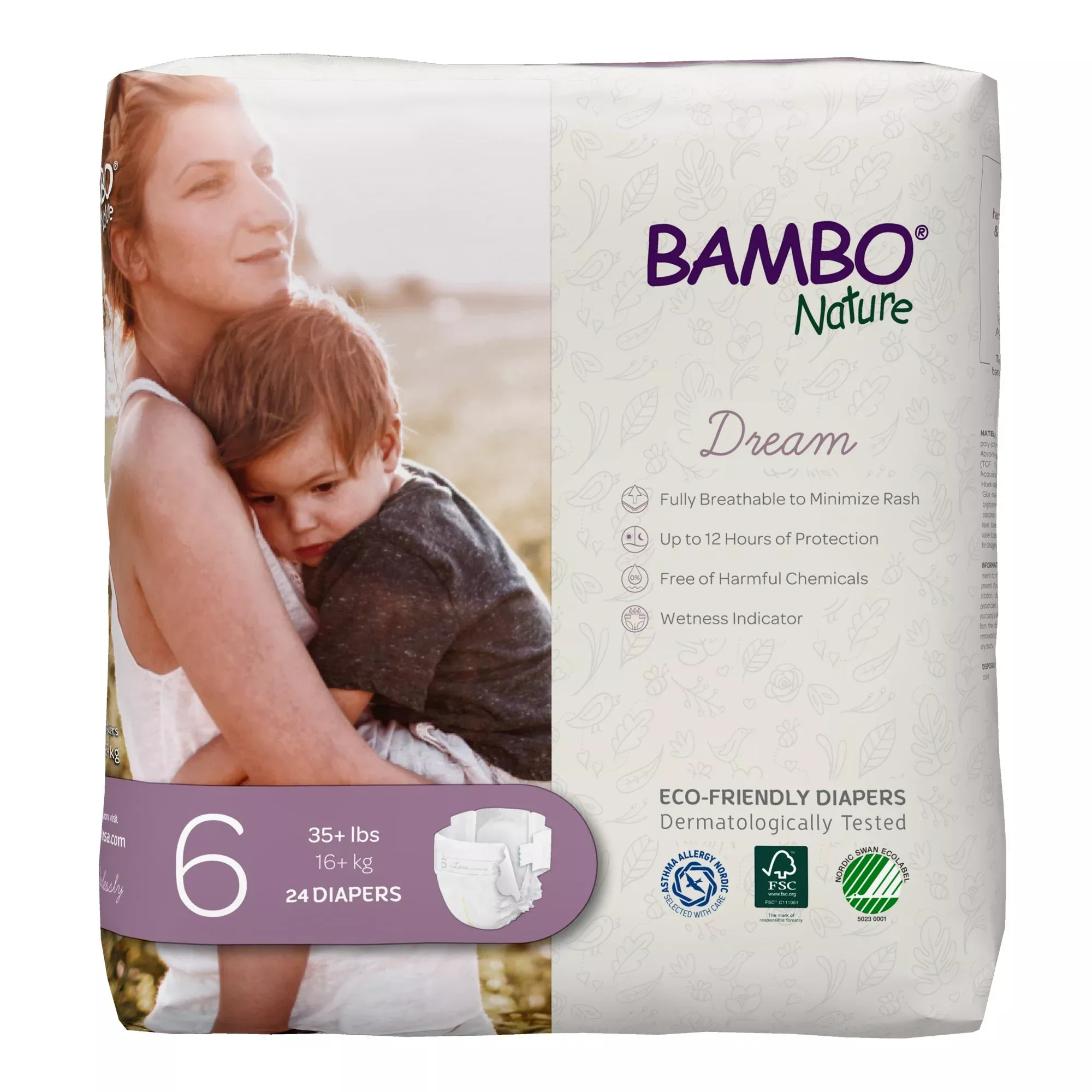 Bambo Nature Dream Diapers Eco-Friendly Baby Diaper, Size 6, 35+ lbs.