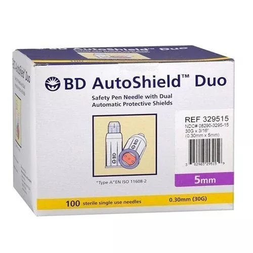BD AutoShield™ Duo Insulin Pen Needle, 30ga, 5mm Long (Box of 100)