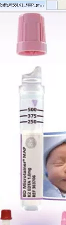 Becton Dickinson BD Microtainer MAP Capillary Blood Collection Tube Hematology K2 EDTA Additive 13 X 75 mm 250 µL to 500 µL Lavender BD Microgard™ Closure Plastic Tube - M-719201-448 - Case of 200