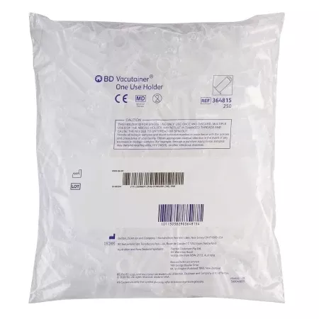 Becton Dickinson Tube Holder BD Vacutainer Standard Size, Clear, Non-Stackable, Single Use, 250 / Shelf Pack For 13 mm and 16 Diameter Tubes - M-458363-1085 - Case of 1000