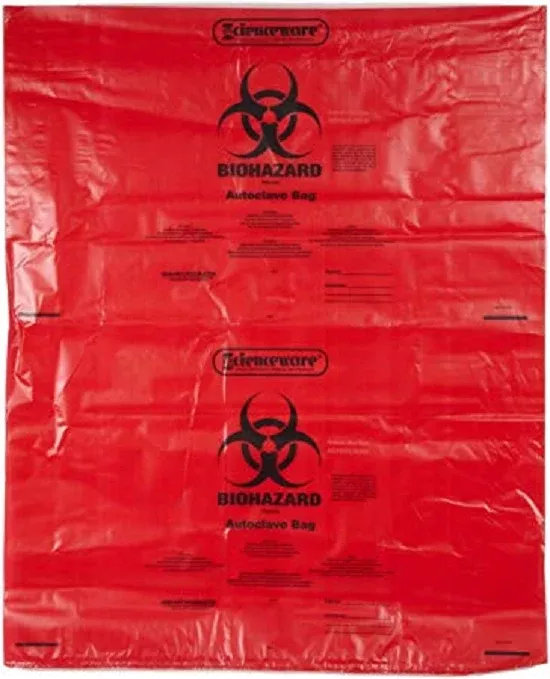 Bel-Art Products Bag Biohazard 8-1/2x11" 0.43gal PP Red 0.018mil Atoclv 1000/Ca
