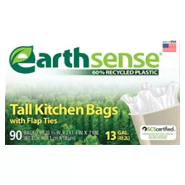 Berry GlobalBag Trash Earthsense 13gal LDPE 0-7/10mm Tl 23-3/4x28" Wht 90/Bx, 6 BX/CA (GES6FK90)