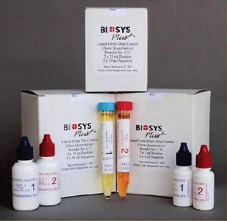 Biosys Labs Urinalysis Control Kit Biosys Plus™ Mini Drop Multiple Analytes 2 Levels 5 X 2 X 5 mL - M-984473-2897 - Box of 7