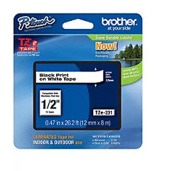 Brother InternationalBrother TZe-231 Black-On-White Tape 0.5" x 26.2' 1/PK