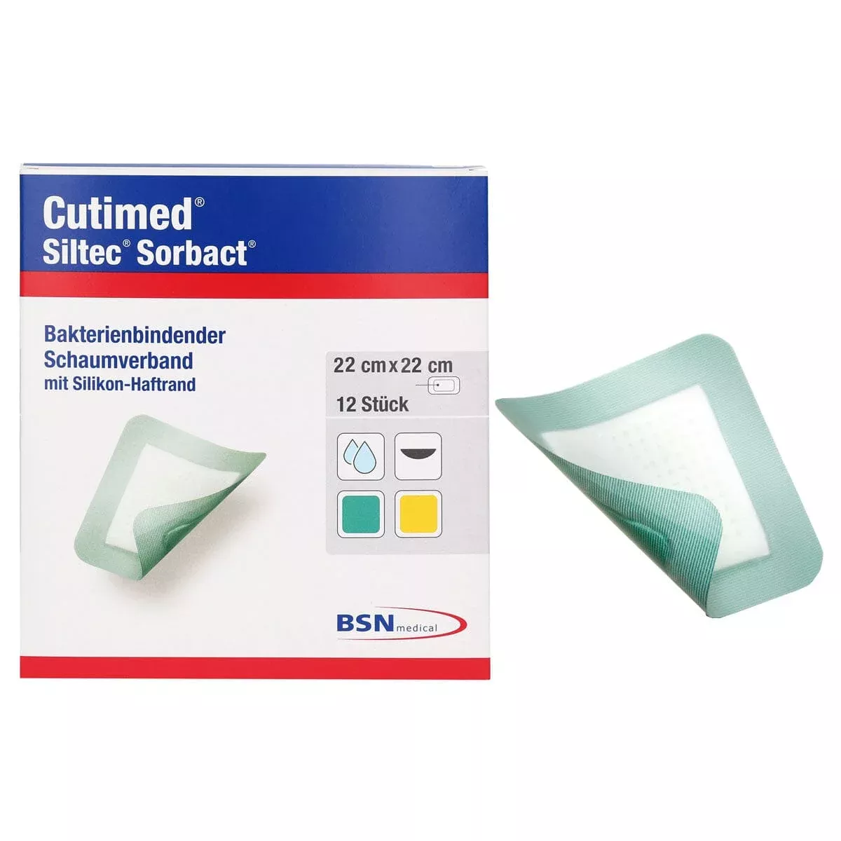 BSN Jobst Cutimed Siltec Sorbact Wound Dressing, 9" x 9"
