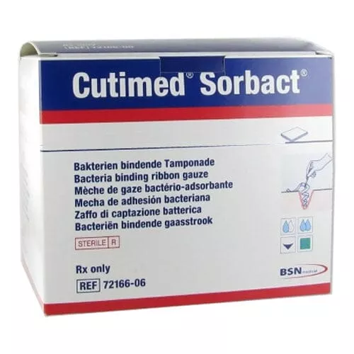 BSN Jobst Cutimed Sorbact Impregnated Ribbon Gauze Dressing, 0.8'' x 19.7'' Green