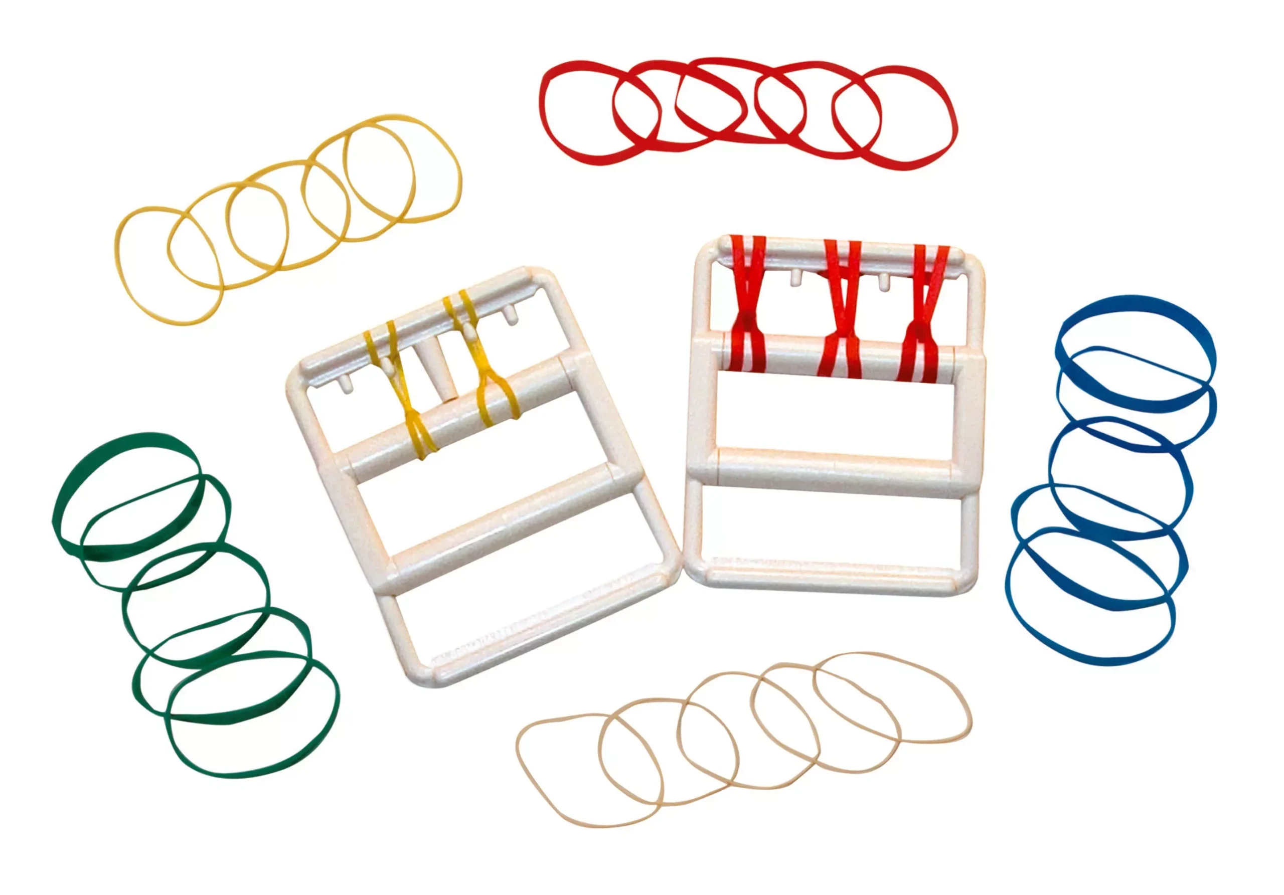 CanDo Rubber-Band Hand Exerciser, 2X-Light to Heavy Resistance, with 25 Bands