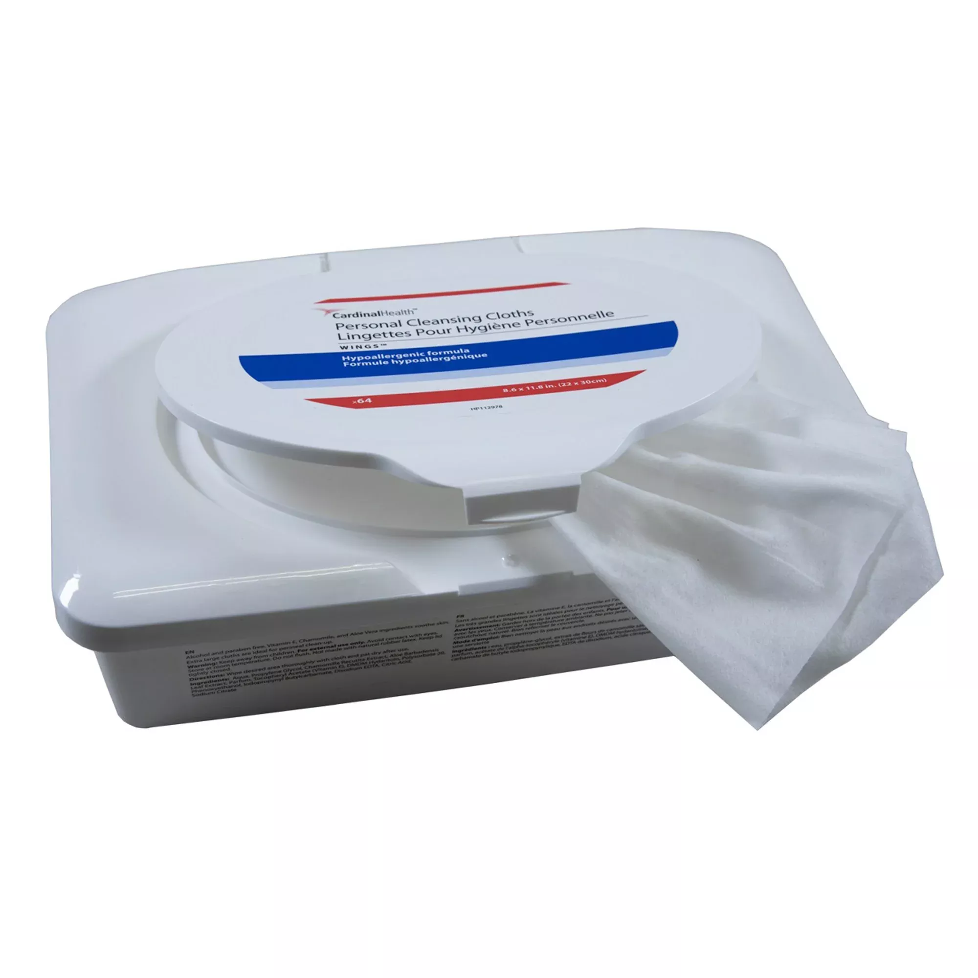 Cardinal Health Personal Cleansing Cloth, Tub, 64 ct.