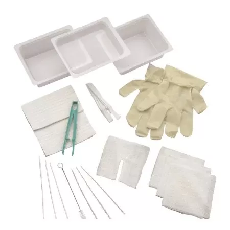 CareFusion Complete Tracheostomy Cleaning Tray with 2 Vinyl Latex Gloves, Sterile