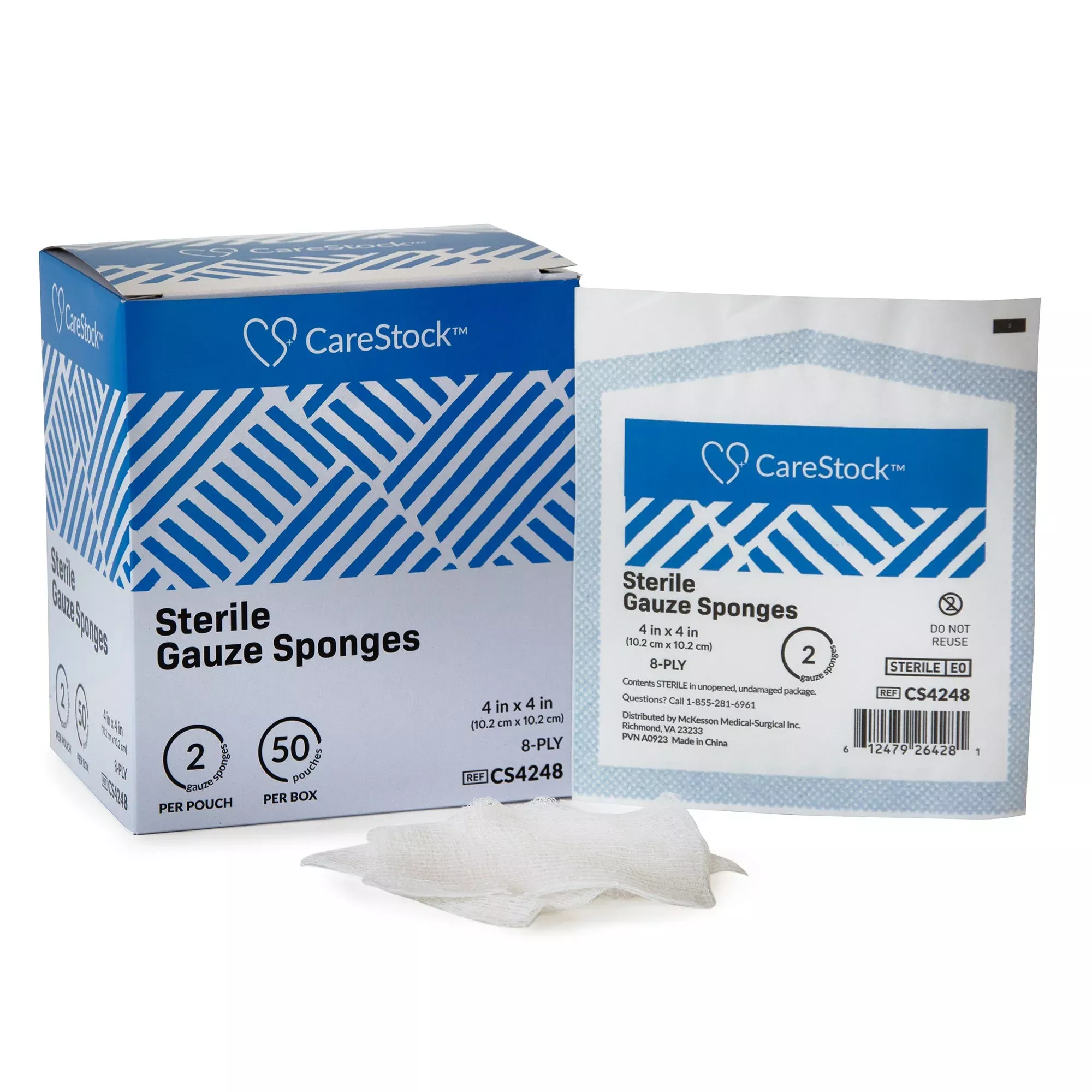 CareStock™ Sterile Gauze Sponge, 4 x 4 Inch, 8-Ply