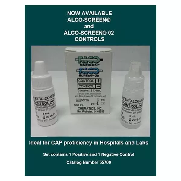 Chematics Alco-Screen Strip Test Positive/Negative Control f/ Slv Alc 1/St