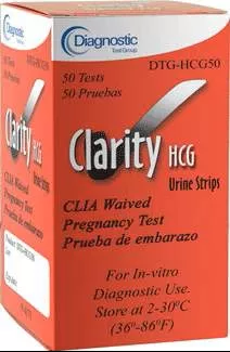 Clarity Diagnostics Rapid Test Kit Clarity Fertility Test hCG Pregnancy Test Serum / Urine Sample 50 Tests - M-647963-2601 - Box of 1
