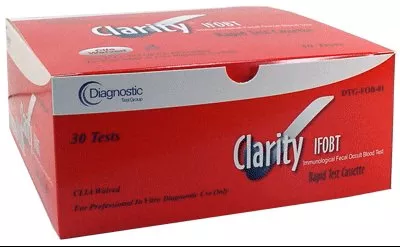 Clarity Diagnostics Rapid Test Kit Clarity IFOBT Colorectal Cancer Screening Fecal Occult Blood Test (iFOB or FIT) Stool Sample 30 Tests - M-587082-4007 - Box of 1
