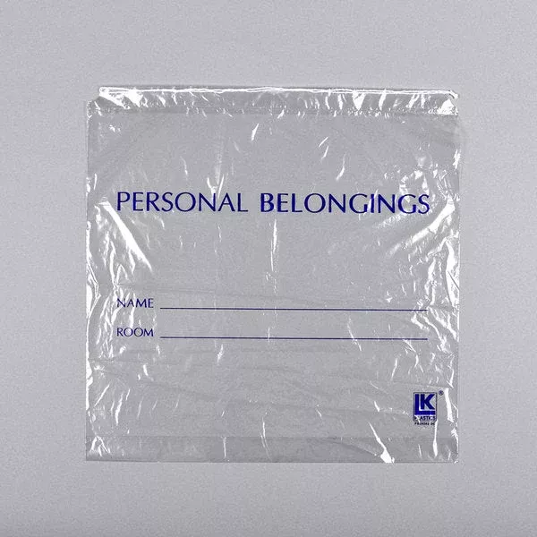 Clear Personal Belongings Bag with Drawstring Closure
