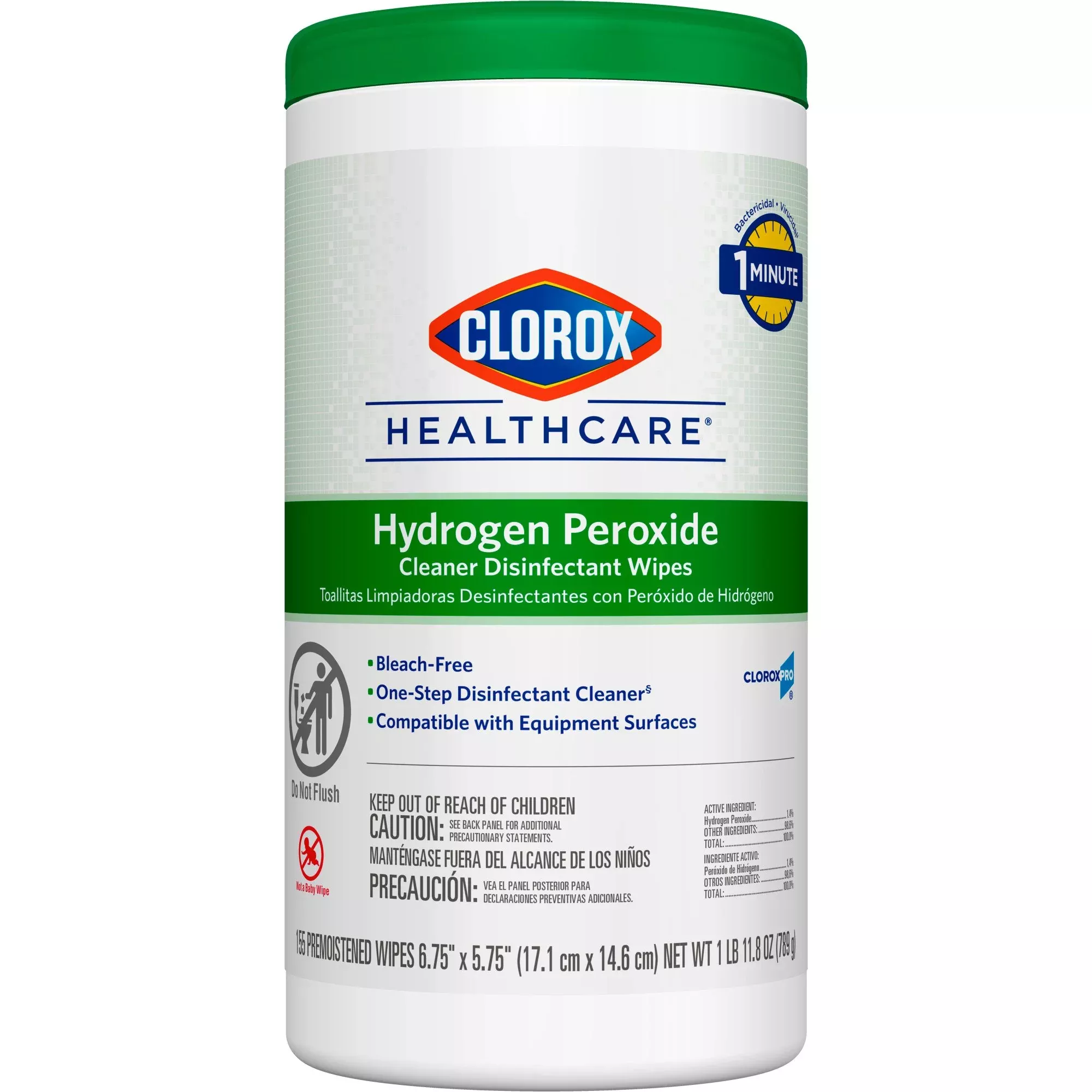 Clorox Healthcare Hydrogen Peroxide Cleaner Disinfectant Wipes 6.75 x 5.75 Inch